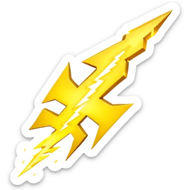 3D render of Lightning Bolt, miniature weather phenomenon, volumetric particle effects, jagged glowing bright yellow plasma strike, elemental energy, emoji style, isolated on white background --v 6.0. sticker