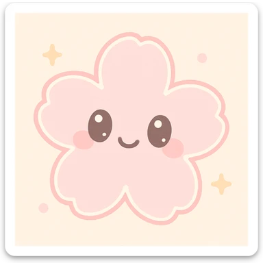 pastel sakura flower with a pearl border, kawaii style sticker