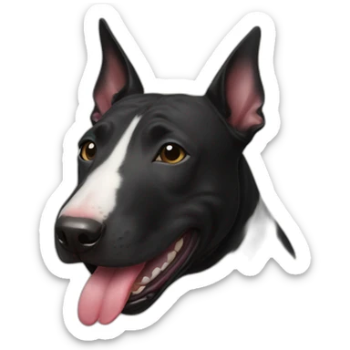 black bull terrier with tongue sticker