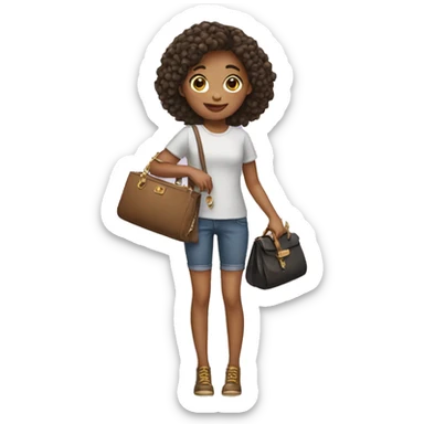 girl with purse in her hand pays sticker