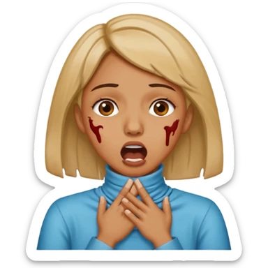 female choking her neck with hands with mouth opened emoji sticker