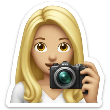 Woman taking photography with blond long hair sticker