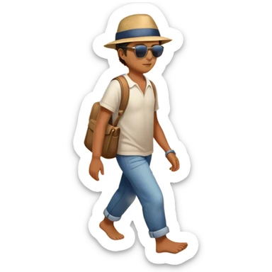 An adult walks along a quiet beach at sunset, looking down to see small footprints appear beside their own larger ones—as if their childhood self is walking alongside them.- hand in glowing chest sticker