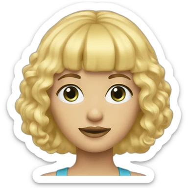 Blonde frange yeux bleus sourit sticker