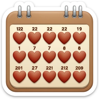 .make a November 2025 mini calendar with right brown hearts with cream colored dates wi rounded corners sticker