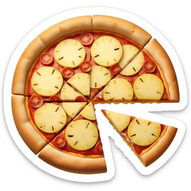 pizza slice with half a pineapple on top, apple style emoji sticker