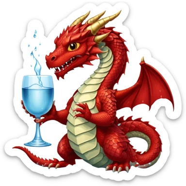 red dragon holding a drink sticker