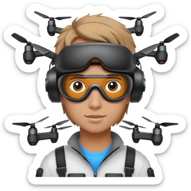 Teen with FPV goggles,Drone Pilot sticker