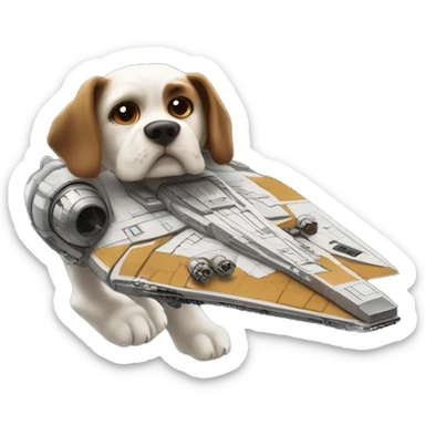 Dog flying the millennium falcon sticker