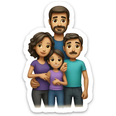 a spanish family with 2 parents and 2 children sticker