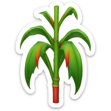 sugarcane plant with red and green sticker