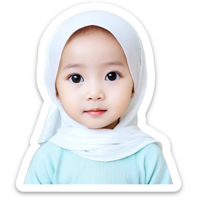 bé 10 tuổi, da trắng, có vết bẩn màu nâu trên má, tóc ngắn, xoăn, màu đen, áo màu xanh lá cây, nửa thân trên sticker