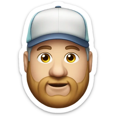 Fat Jewish man in his 30s wearing trucker hat  sticker