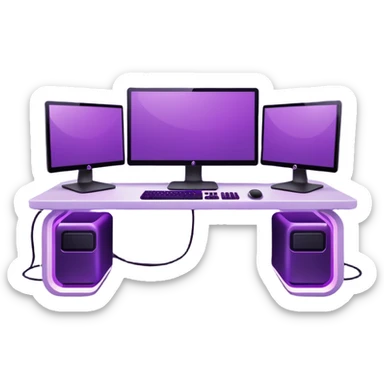 purple gaming setup with two monitors sticker
