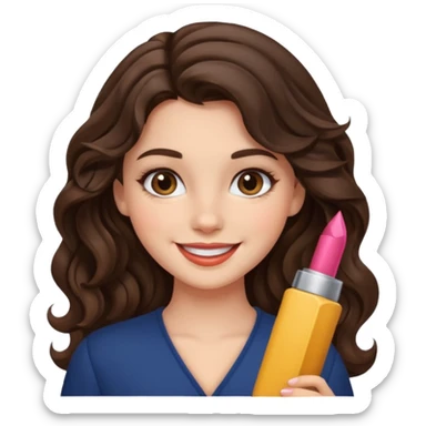 generate pretty brunette girl with wavy hair makeup  sticker
