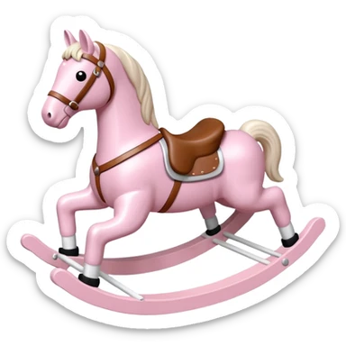 Light pink rocking horse toy for kids with white legs sticker