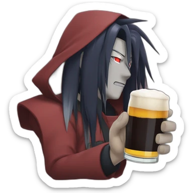 Madara Uchiha tomando cerveza sticker