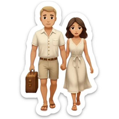 Couple traveling in Montenegro russian man and elegant  Latina girl  sticker
