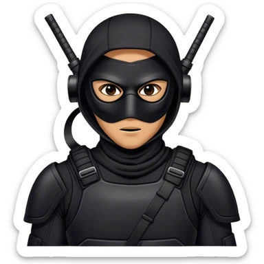 A masked assassin in a black tactical suit sticker