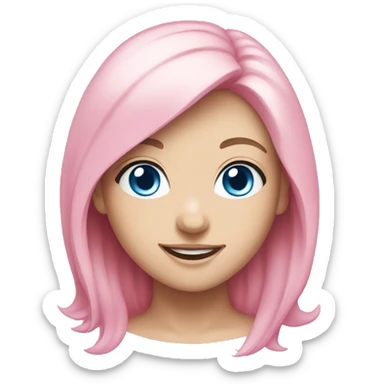 Pink smiling cute girly blue eyes sticker