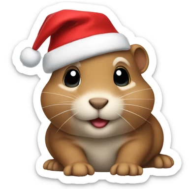 Baby gopher wearing christmas hat  sticker