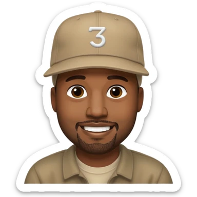 Kanye West emoji smiling wearing a cap sticker