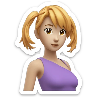 Beautiful anime girl body, modeled and rendered in Cinema4D, with Face, Body and Hair Details enhanced for a more realistic look. sticker