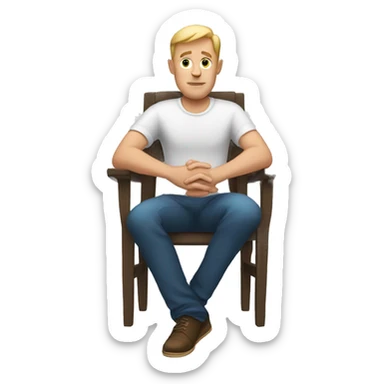 white man sits on a chair and says “no” with his hands sticker