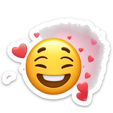 Bashful emoji with hearts fluttering around head sticker