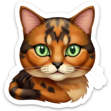 Tortoiseshell color cat with sage green eyes sticker