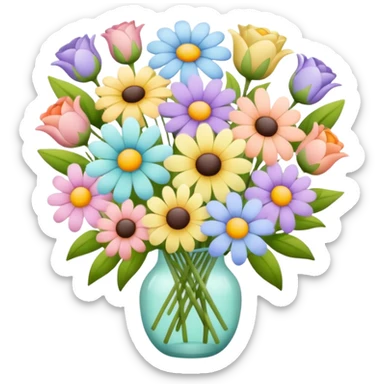 Colorful pastel flower buque sticker