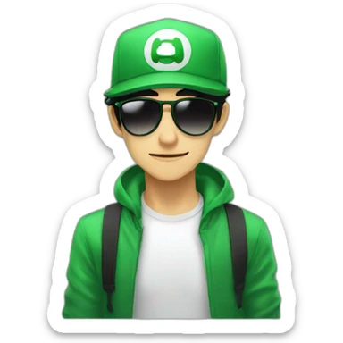 Fernanfloo With Luigi Hat And Sunglasses sticker
