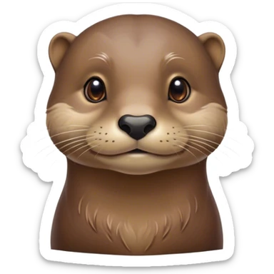 Cinematic Noble Otter Portrait Emoji, Poised and regal, with a sleek, streamlined build and a luxuriously smooth, well-groomed Fur of rich brown, deep-set soulful dark eyes, Simplified yet sharp and sophisticated features, highly detailed, glowing with a soft, dignified glow, high shine, intelligent and playful, stylized with an air of aquatic charm, focused and attentive, soft glowing outline, capturing the essence of a watchful and confident water-dweller, so majestic it feels as though it could glide out of the screen with effortless authority! sticker