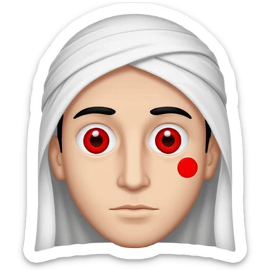 Super idol with only half of his fave being visible and he has no eyes but halfway through appears 2 red dots as eyes and super idol is a Cold War (if it was in the Middle East) color and the background is pitch black  sticker