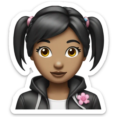 Hello kitty girl with a black straigth hair sticker