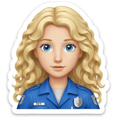 911 first responder with long curly blonde hair and gray/blue eyes sticker