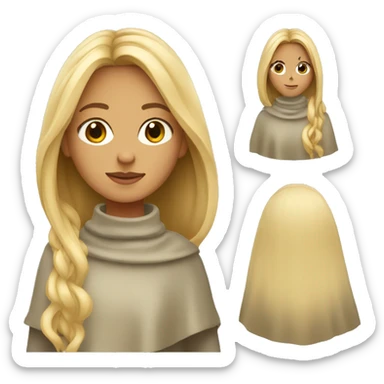 Girl with long blonde hair wearing a turtleneck poncho sticker
