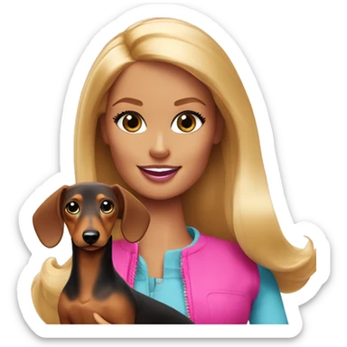 Barbie with blonde Dachshund  sticker