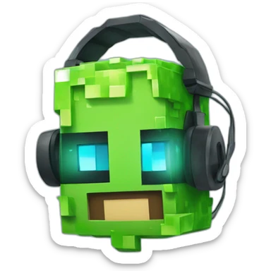 Minecraft Slime wearing a headset sticker