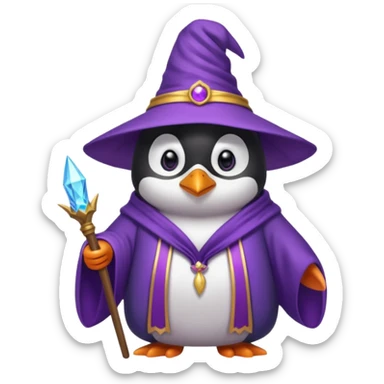 Purple wizard penguin sticker