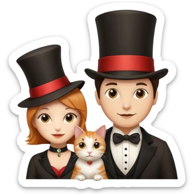 magician couple and their pet cat sticker