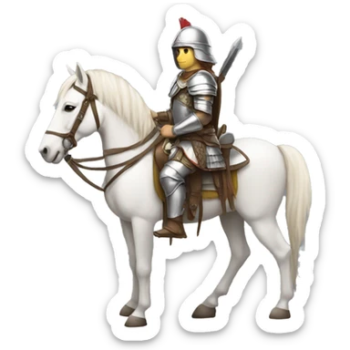 a white avar nomadic soldier on a horse from the side with little armor on sticker
