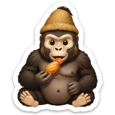 Gorilla eating chicken  sticker
