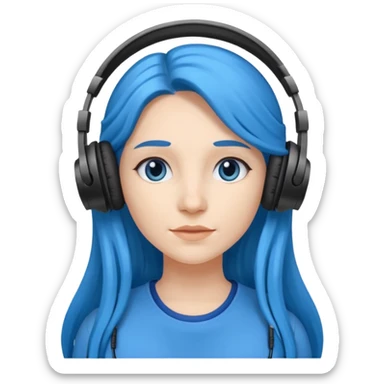 blue long haired woman with headphone sticker