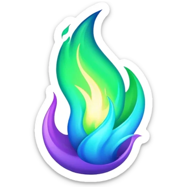 Shiny epic green blue and purple flame sticker