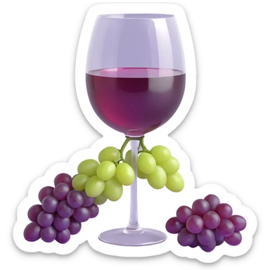 3D emoji style, light pink wine glass with light purple grapes beside it, Korean text '로제와인' at the bottom, no background sticker