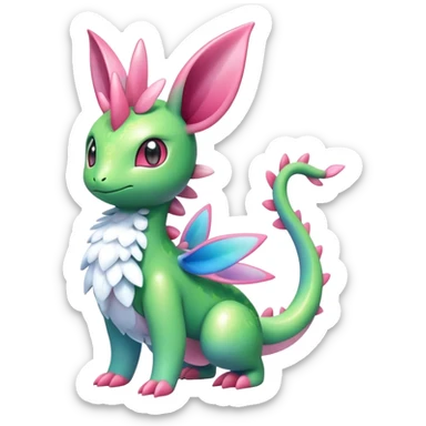 Shiny Exotic Cute Majestic Ethereal Sparkly Flygon-Sylveon-Shaymin-Meganium-Hybrid-Creature sticker
