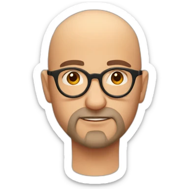 bald headed spanish guy chubby face beard and rimless round glasses like harry potter sticker
