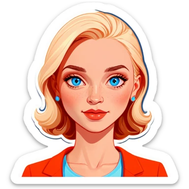White female older female light skin blue eyes light lips  sticker