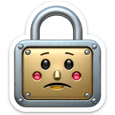 lock with a sad/let down face on it sticker